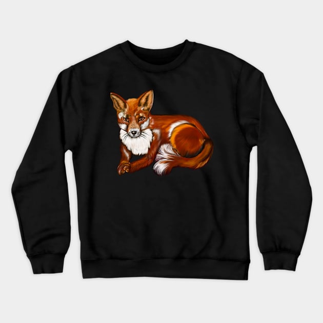 Fox art Urban Fox - Vulpes Vulpes close up painting  of a beautiful red fox Crewneck Sweatshirt by Artonmytee